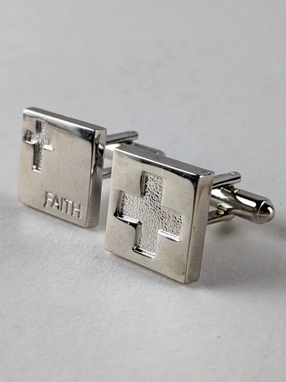 Silver-tone Cross/Faith Cufflinks